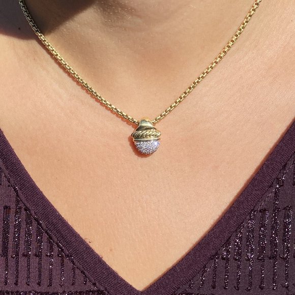 Vintage David Yurman Signed Diamond Acorn In Yellow Gold - Picture 5 of 5